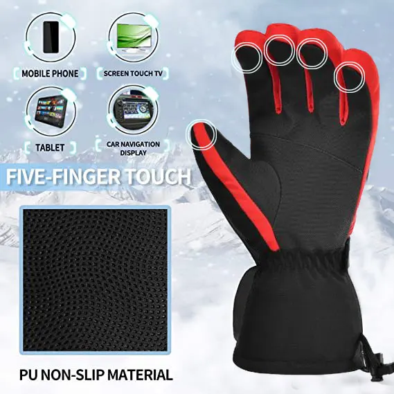 4-Layer Waterproof Breathable Touch Screen Ski & Snow Gloves -40℉ Insulated Warm Winter Gloves for Snowboarding Motorcycle