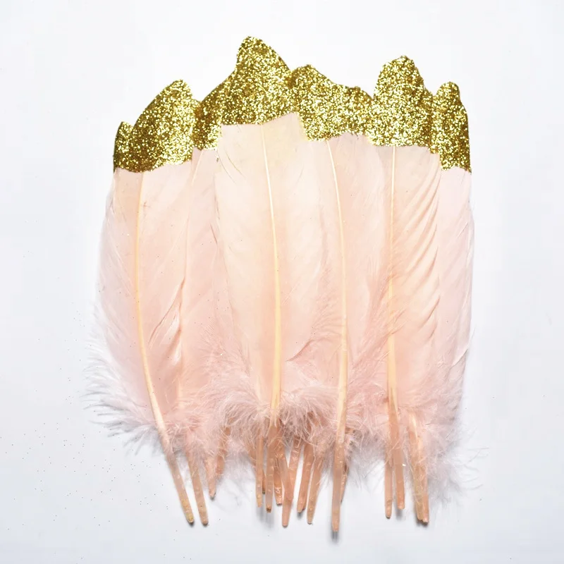 

10Pcs/Lot Spray Gold Silver Goose Feathers 15-20cm6-8" Gold Feathers for Crafts Pheasant feather decoration DIY Plumas Carnaval