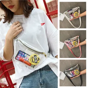 

AU Transparent PVC Phone Purse Women Waist Bag Fanny Pack Chest Travel Wallet