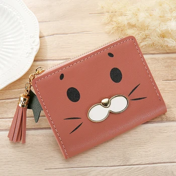 

Korean Version Cartoon Cute Women's Wallets PU Short Tri-fold Sross-section Zipper Ladies Coin Purse Card Packet Cartera Mujer