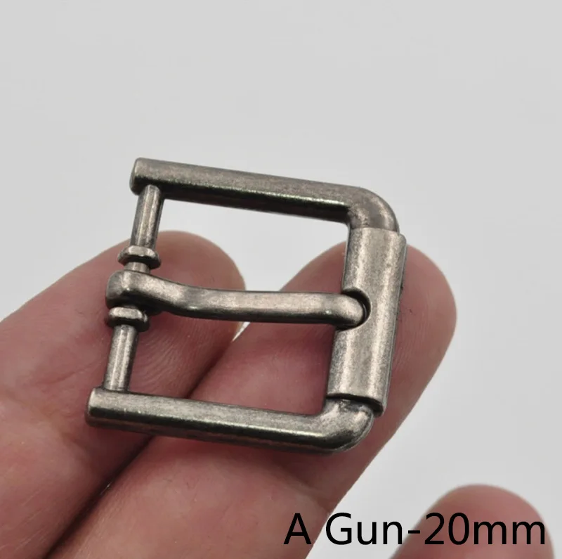 AGun-20mm Meetee 5/10pcs ID20mm Metal Pin Buckles Belt Bags Strap Slider Adjuster Hook DIY Shoes Decor Buckle Leather Hardware Accessories - Цвет: AGun-20mm