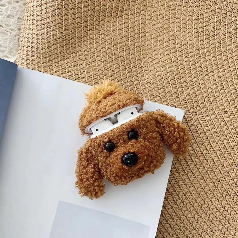 F Korean Style Cute 3D Winter Plush Duck Sheep Teddy Dog Silicone Accessories Case For Airpods 1 2 Wireless Bluetooth Cover Coque - Цвет: F