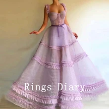 Сиреневые мусульманские Вечерние платья Тюль обтягивающее на бретельках Дубай Выпускные платья Саудовская Аравия Vestidos De Festa индивидуальный заказ