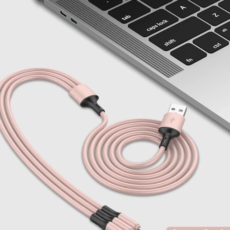 3 в 1 жидкий силикон USB кабель для передачи данных iPhone 11 Pro Max X XR XS 8 7 6S SE 5s зарядное