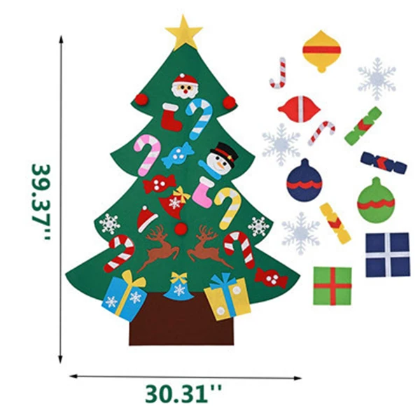 DIY войлочная Рождественская елка, новогодние подарки, детские игрушки, искусственное дерево, настенные подвесные украшения, Рождественское украшение для дома - Цвет: B