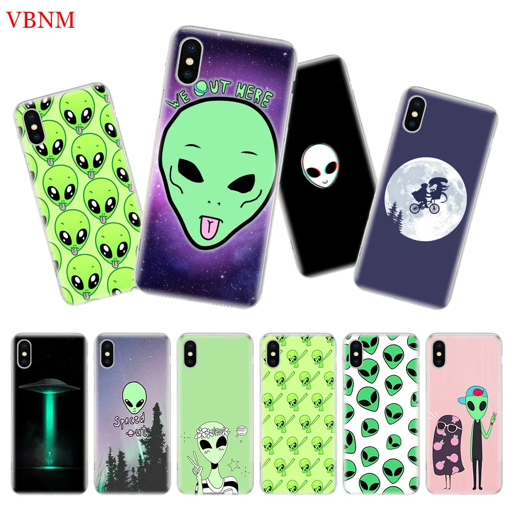 Забавные рисунки инопланетяне задняя крышка для телефона чехол iPhone 7 8 6 6S Plus X 10 Ten