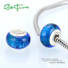 SANTUZZA Серебряный Шарм Красочные Бусины Шарм подходит для браслета браслет сделай сам изготовление Аутентичные 925 пробы серебряные женские ювелирные изделия