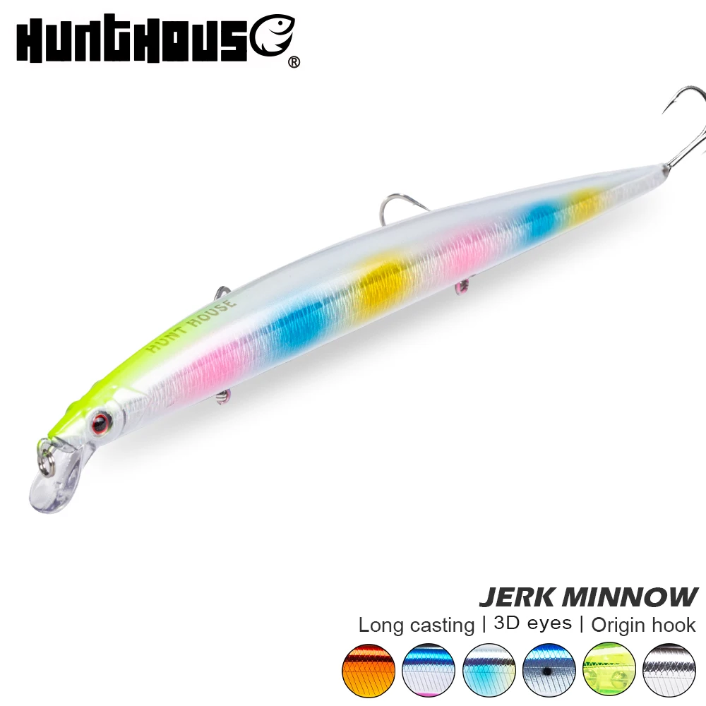 Hunthouse jerk minnow 210 мм/34 г приманка длинная литья плавающая наживка pesca jerkbait корпус из нержавеющей стали hardcore minnow 210