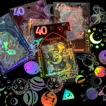 

40pcs Cosmic Fantasy Deco Stickers Aesthetic INS Frame Bronzing Laser Bullet Journaling Accessories Phone DIY Waterproof Sticker