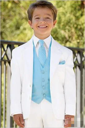 

Two Buttons Fashionable Kid Complete Designer White Notch Lapel Boy Wedding Suit Boys' Attire Custom-made (Jacket+Pants+Tie+Vest