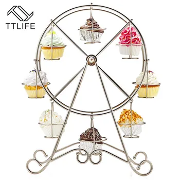 

TTLIFE Party Rotatable Pastry Cupcake Holder 8 Cups Supplies Cake Stand Ferris Wheel Kitchen Home Christmas Decoration