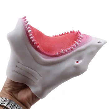 

Shark Hand Puppet For Stories Non-toxic Soft Silicone Animal Head Hand Puppet Realistic Shark Model Figure Toy For Children Gift