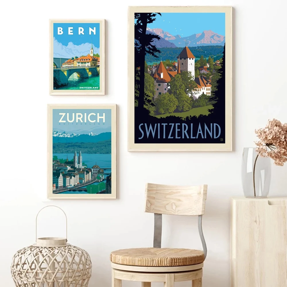

Switzerland Bern Poster,Switzerland Zurich Minimalist Travel Print Art, Home Wall Art, Abstract Travel Poster