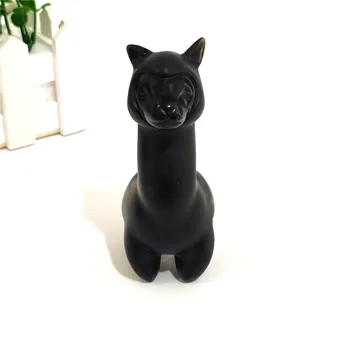 

Hand Carved Amazing Natural Black Obsidian Crystal Alpaca ZJP