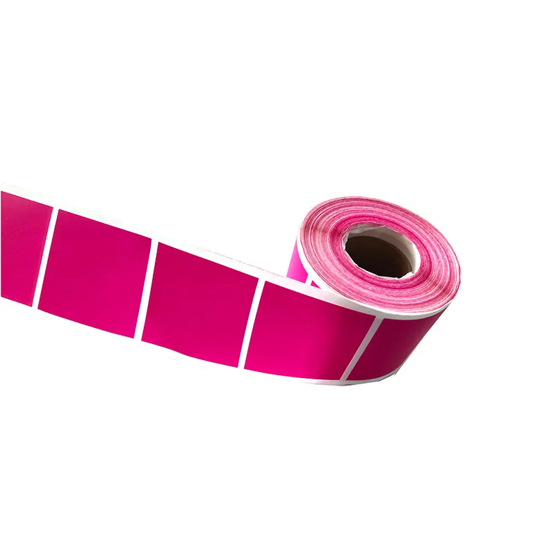 

2 inch square fluorescent pink stationery sticker color coded dot label 500 color square stickers per roll
