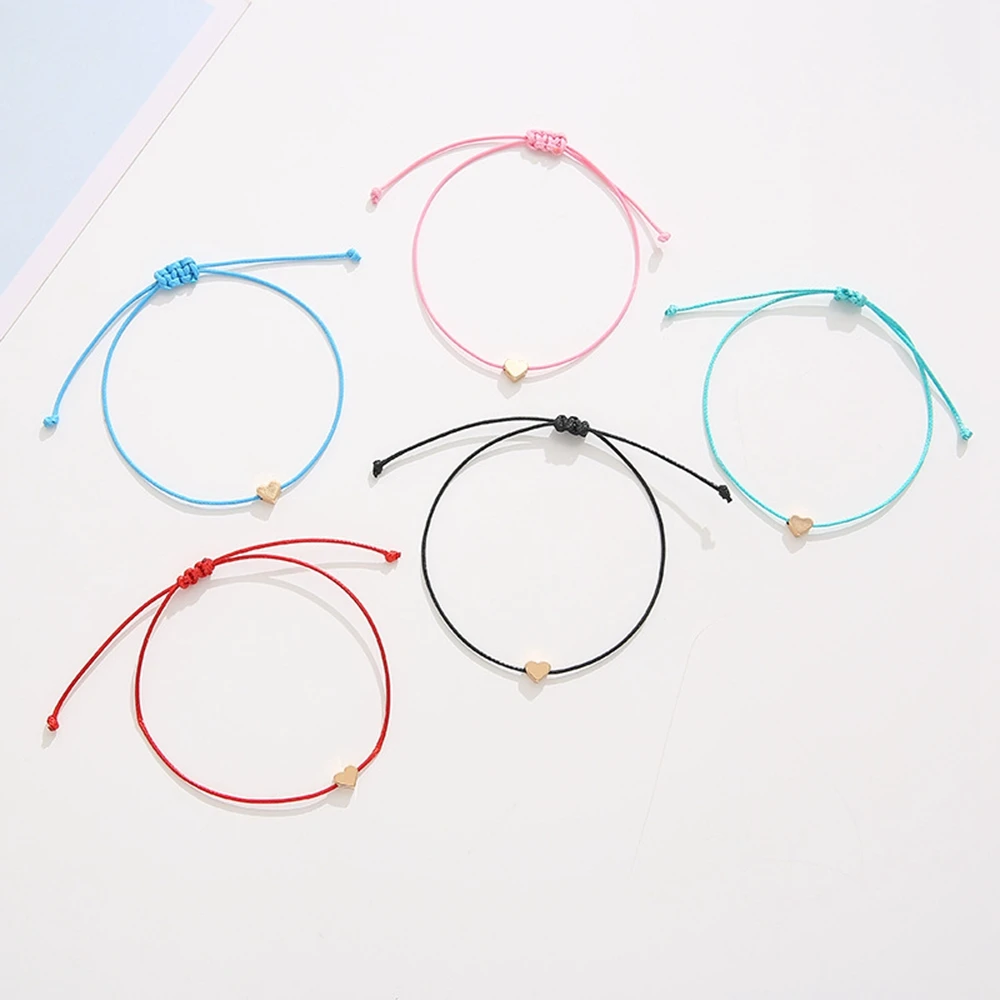 Hot style card love bracelet simple pure gold heart pendant bless card weaving bracelet ornaments MAKE A WISH