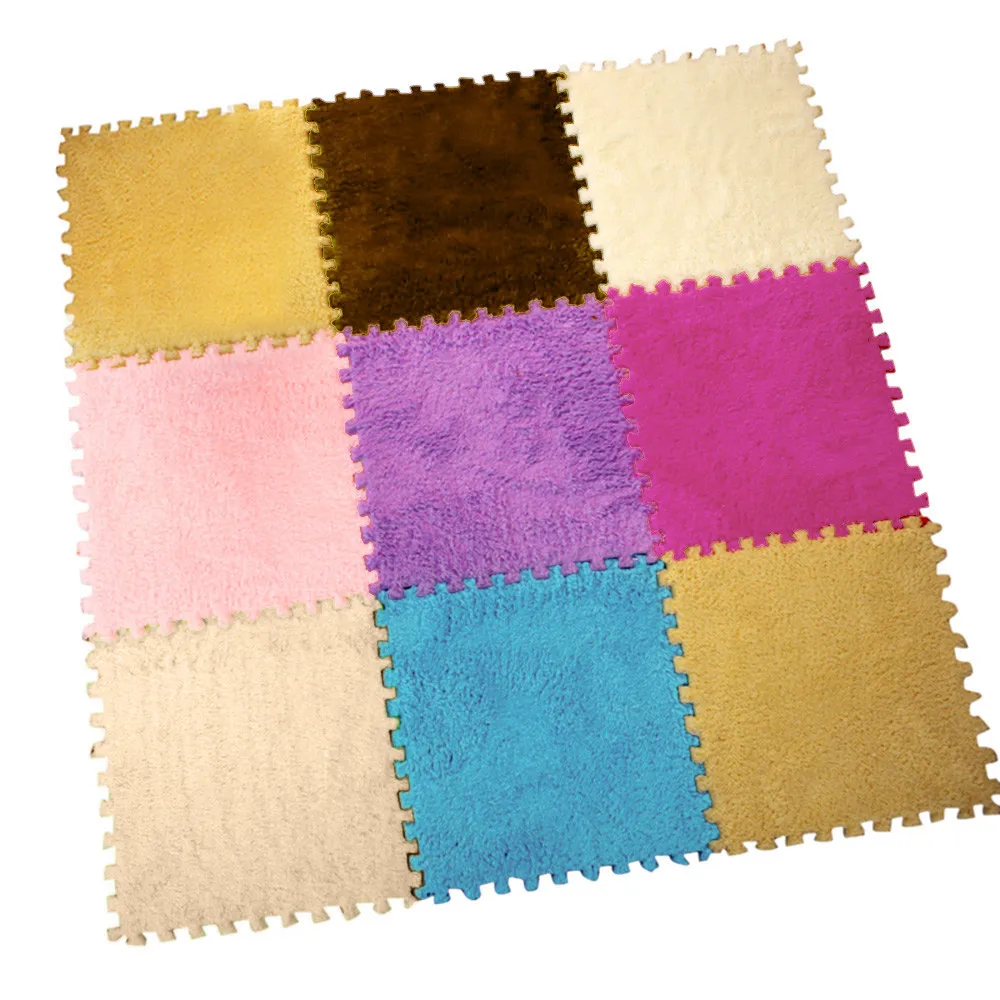 25x25cm Eva Plush Puzzle Play Mats Foam Shaggy Velvet Carpet Decorative Kids Room For Crawling Play Toys 7 Color Carpet Puzzles