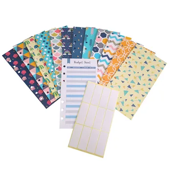 

12pcs Budget Envelopes Set Creative Printed Cash Envelopes with 12pcs Budget Sheets and 1 Sheet Label Stickers Coupon Organizer