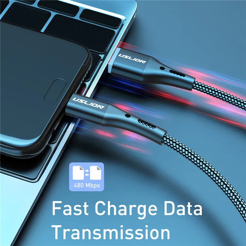 Кабель USLION 3m Type C для Huawei P30 Pro быстрая зарядка телефона зарядный провод USB кабель