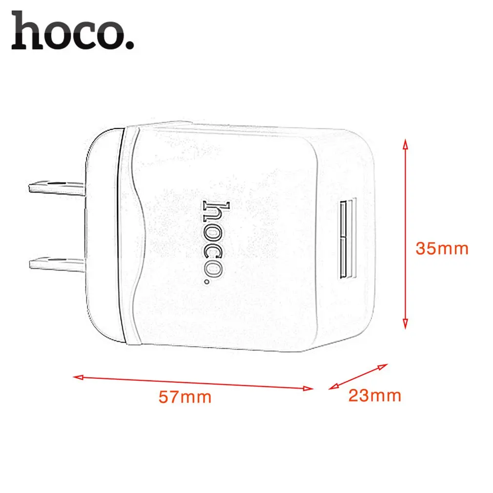 HOCO 5V 2.4A универсальное USB зарядное устройство интеллектуальное настенное зарядное устройство US Plug портативный дорожный адаптер для зарядного устройства C22 для смартфона