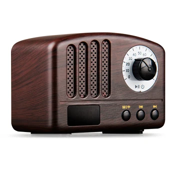 

New Retro Bluetooth Speaker Portable Small Radio Mini Stereo Fashion Boombox Gift Wooden Pink Speakers Support U Disk TF Card