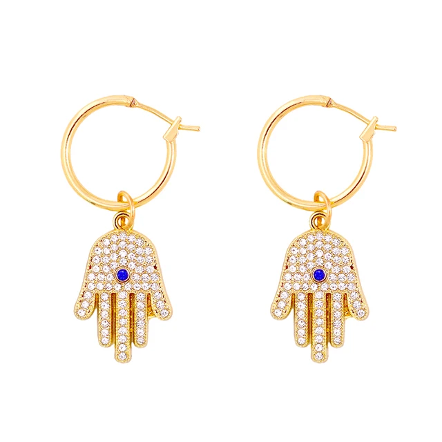 Trend Boho Blue Hollow Evil Eye Hoop Earrings for Women Gold Color Crystal Eyes Circle Huggies Hoop Earring Gifts Jewelry 2022 162001GD