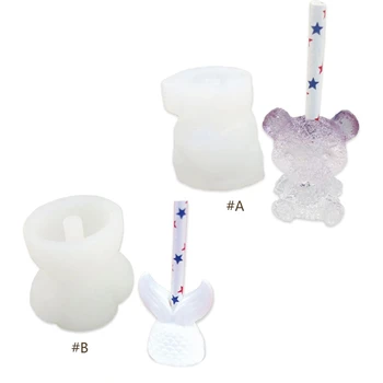 

Handmade Cute Bear Straw Topper Silicone Mold Fish Tails Silicone Straw Topper Mold for 8mm Straws Resin Casting Molds