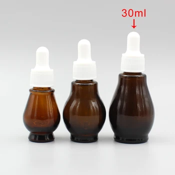 

Empty 30ml Amber Glass Bottle with Black Or White Dropper,Amber Single Gourd Shape Container 30ml
