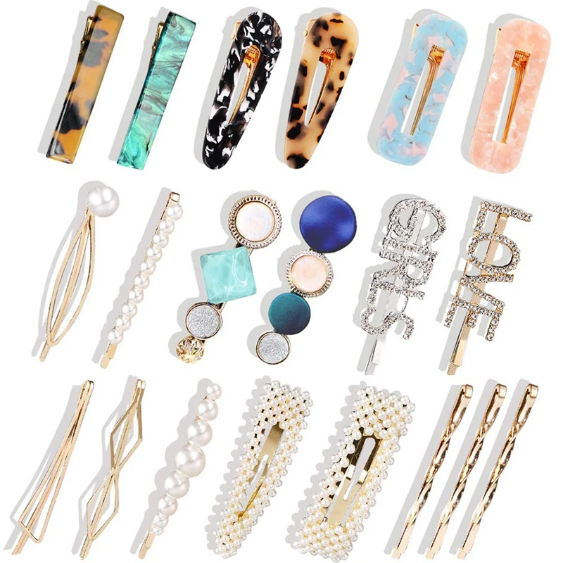 20Pcs Hair Clips Fashion Pearls Barrettes Sweet Artificial Macaron/Acrylic Resin Hairpins for Women Girls He | Украшения и