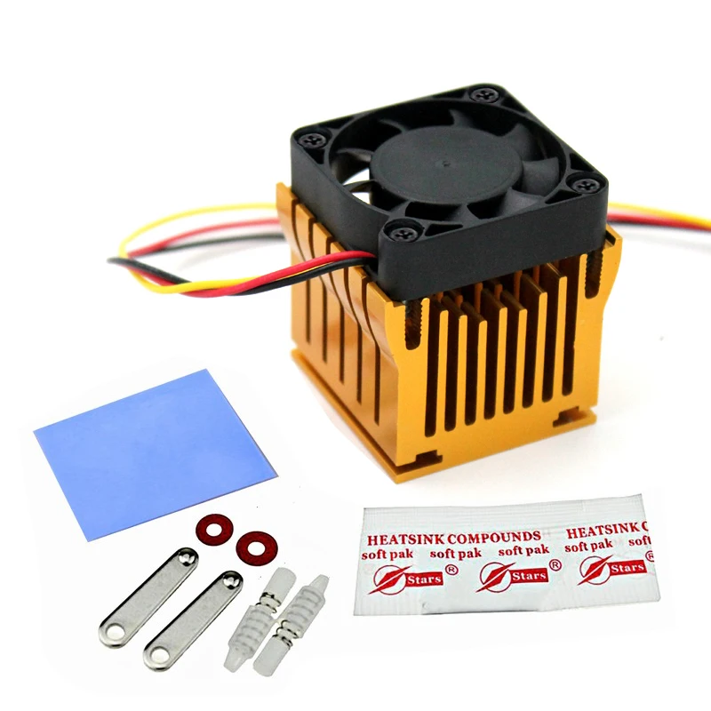 Radiador de Alumínio Dourado do Dissipador de Calor de Northbridge Faça Você Mesmo com fã de 40 mm 12v 40x40x10 mm 40x40x20 mm Ventilador de Refrigeração - Imagem 3