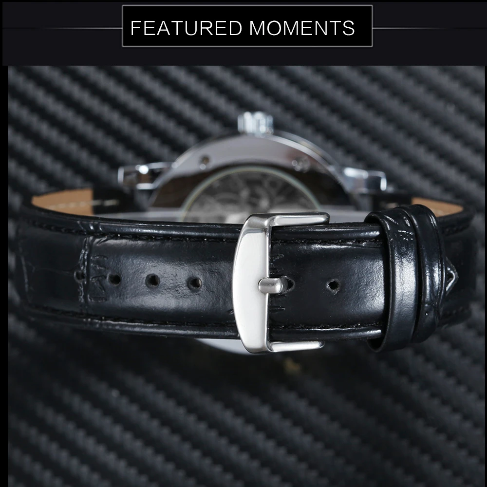 Skeleton Mechanical Men Dial Crystal Business Fashion Wrist Watch