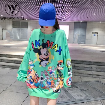 

Harajuku Sweatshirt Women Fashion Cartoon Print Long sleeve Hoodies Loose Long Sweatshirts Female Streetwear Casual Pullover