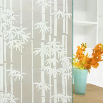 

SUNICE White Bamboo Frosted Window Films Privacy Self-adhesive Decorative Glass Film Home Office (122cmX200cm)