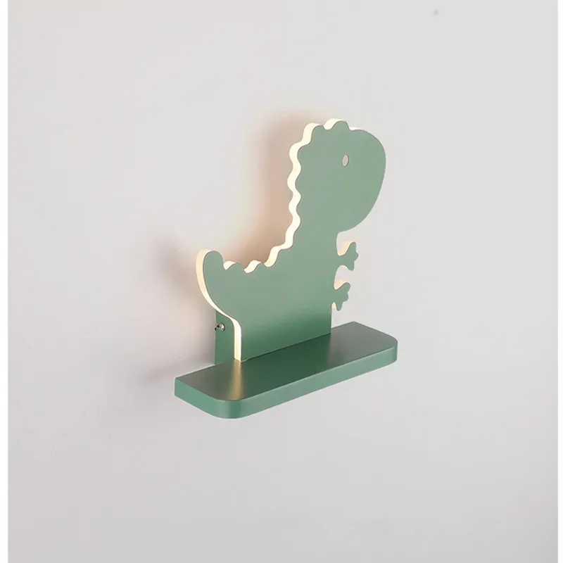LED Wall Lamp Modern Cartoon Children's Kid Bedroom Lighting Creative Sconces Cute Pink Dinosaur Warm Bedside Indoor Decor Light