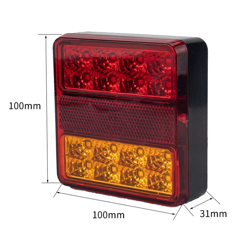 Pair Square Trailer Lights, 1 x Plug, 8m x 5 Core Wire Kit Rewire