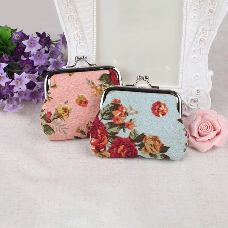 New Women Hasp Purse Bag Clutch Bag Rose Buckle Small Bag Coin Purse Cute Wallet Lady Retro Vintage Flower Small Wallet