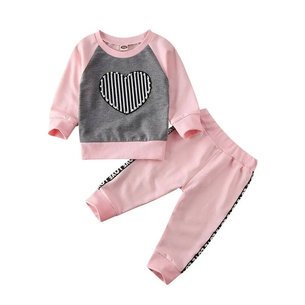 

Toddler Newborn Kid Baby Girls Clothes Tops Jumper Sweatshirt Pants Leggings Tracksuit Outfit Love Pearl 2Pcs Autumn Winter Set