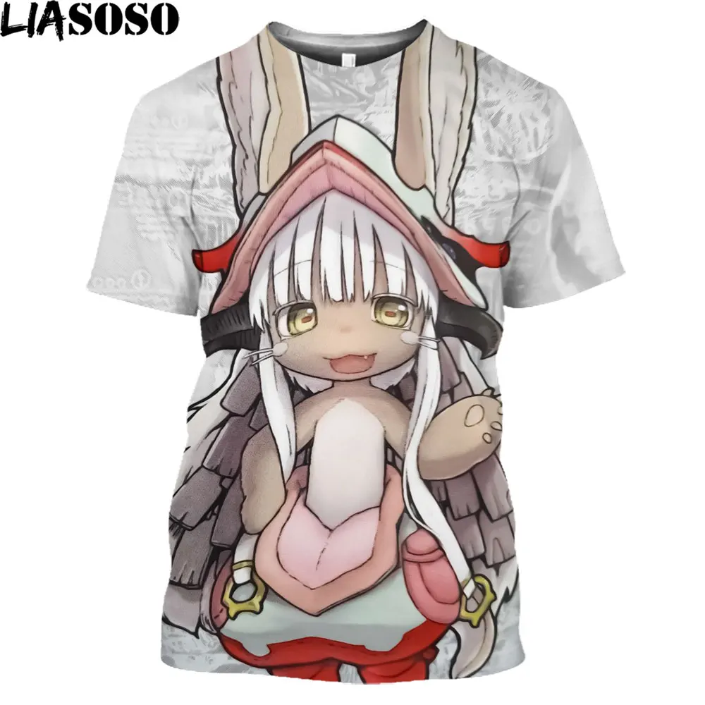 Футболки с аниме рисунком сделано в бездне 3D печатная уличная одежда мужская и