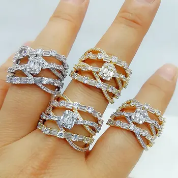 

GODKI Luxury Baguette CZ Cross Flower Bold Rings with Zirconia Stones 2020 Women Engagement Party Jewelry High Quality