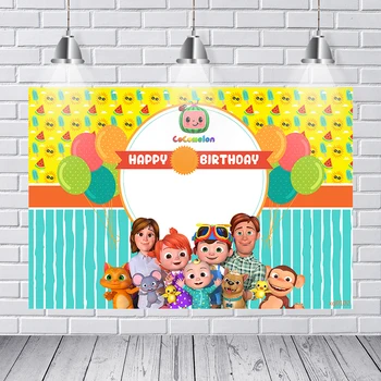 

Photography Backdrops 7x5ft Happy Birthday Cocomelon Party Custom Photo Studio Background Backdrop Vinyl Photo Backdrop