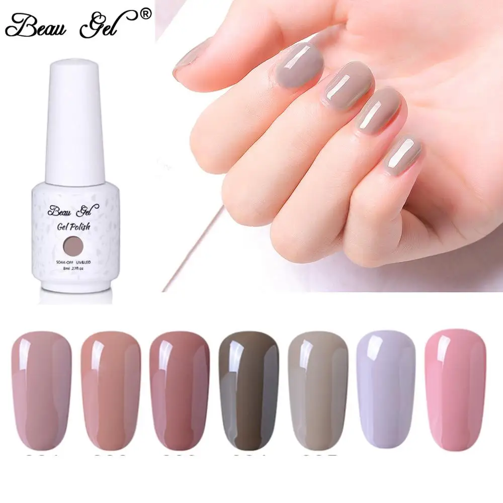 Beau Gel 8ml Nude Color UV Gel Nail Polish Soak Off Vernis Semi Permanent Hybrid Varnish Gellak Enamel Lacquer Jelly Gel Polish