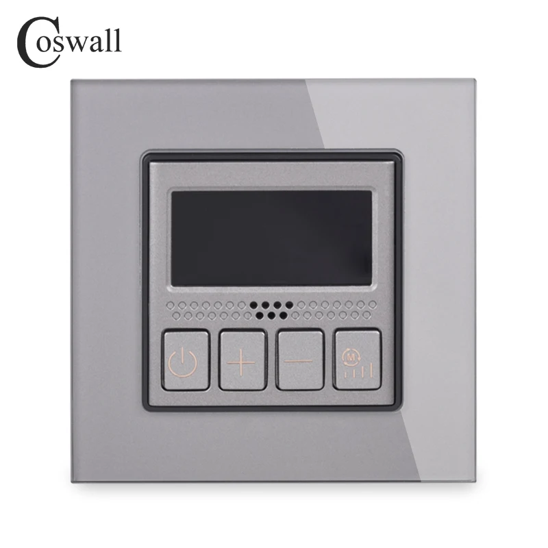Grey Coswall Кристалл стекло панель термостат контроль температуры ЖК-дисплей для воды/Электрический пол Отопление воды/газовый котел вентилятор - Цвет: Grey