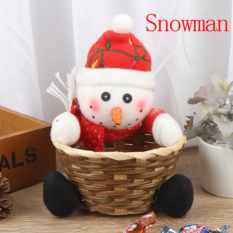 SM 1Pcs Christmas Candy Basket Storage Xmas Gift Holder Basket Home Desktop Decor Santa Claus Party Kids Gifts Storage Basket - Цвет: SM