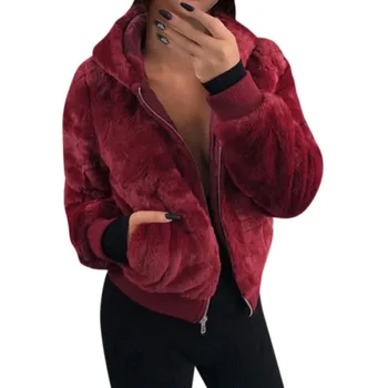 

Free Ostrich Women Winter Jacket 2019 Fashion New Zipper Lapel Loose Fur Jacket Women Outwear Women Coat Ladies Jacket N30