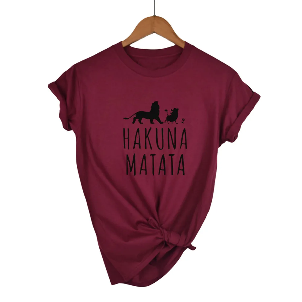 Новая популярная футболка Bestie для женщин Hakuna Matata Ullzang, футболка для отдыха с принтом «Король Лев», футболка с круглым вырезом и коротким рукавом