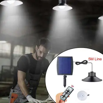

Two Modes Shed Light Barn Garden Led Hanging Remote Control Indoor ABS Adjustable Brightness With Timer Solar Powered Waterproof