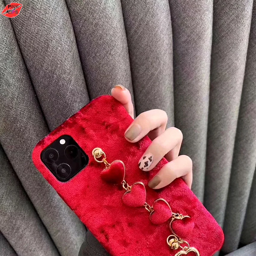 Fashion Corduroy Winter Phone Case For iphone 11 Pro Max XR XS Max X 7 8 6 6s Plus XR love heart bracelet Warm Back Cover (2)