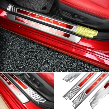 

Lsrtw2017 Car door sill threshold cover trims panel for toyota camry 2019 2020 2018 70 v70 xv70 trd accessories sport edition