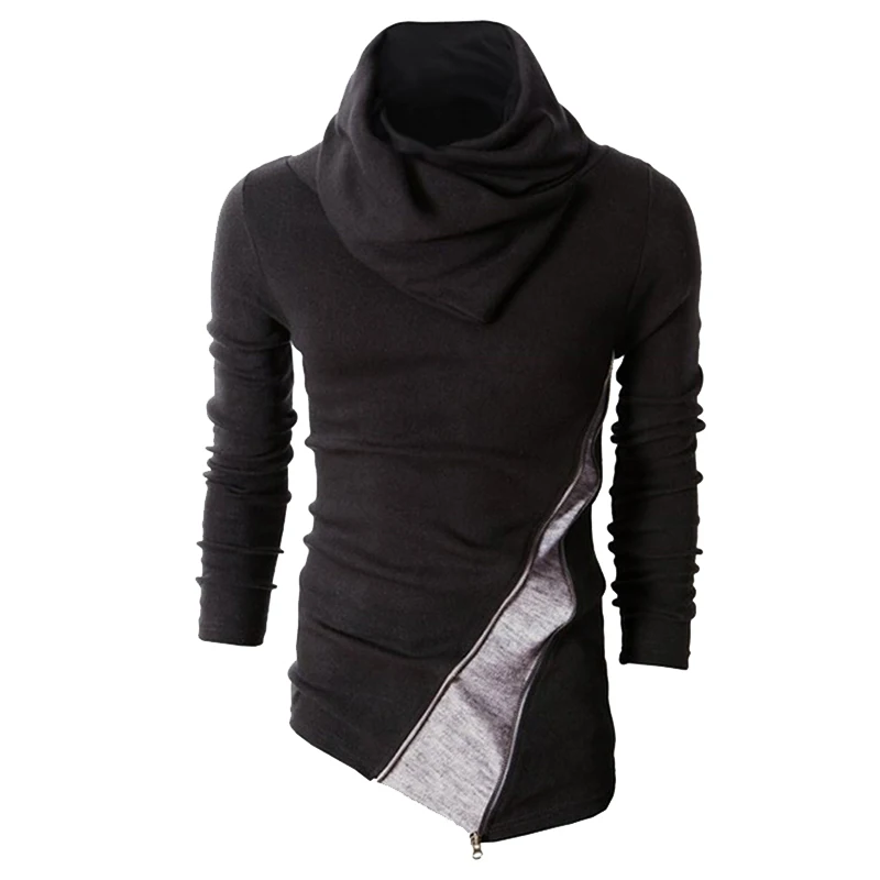 

Mens Slim Warm Sweaters Casual Knitted Sweatshirts Long Sleeve Turtleneck Coats Heap Collar Pullover Hit Color Fit Jumper Tops