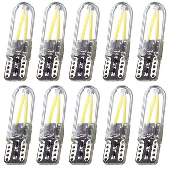 

10pcs T10 194 2825 WY5W W5W Filament Lights COB LED Glass Shell Wedge Auto Parking Bulbs CANBUS NO ERROR Car Reading Dome Lamp